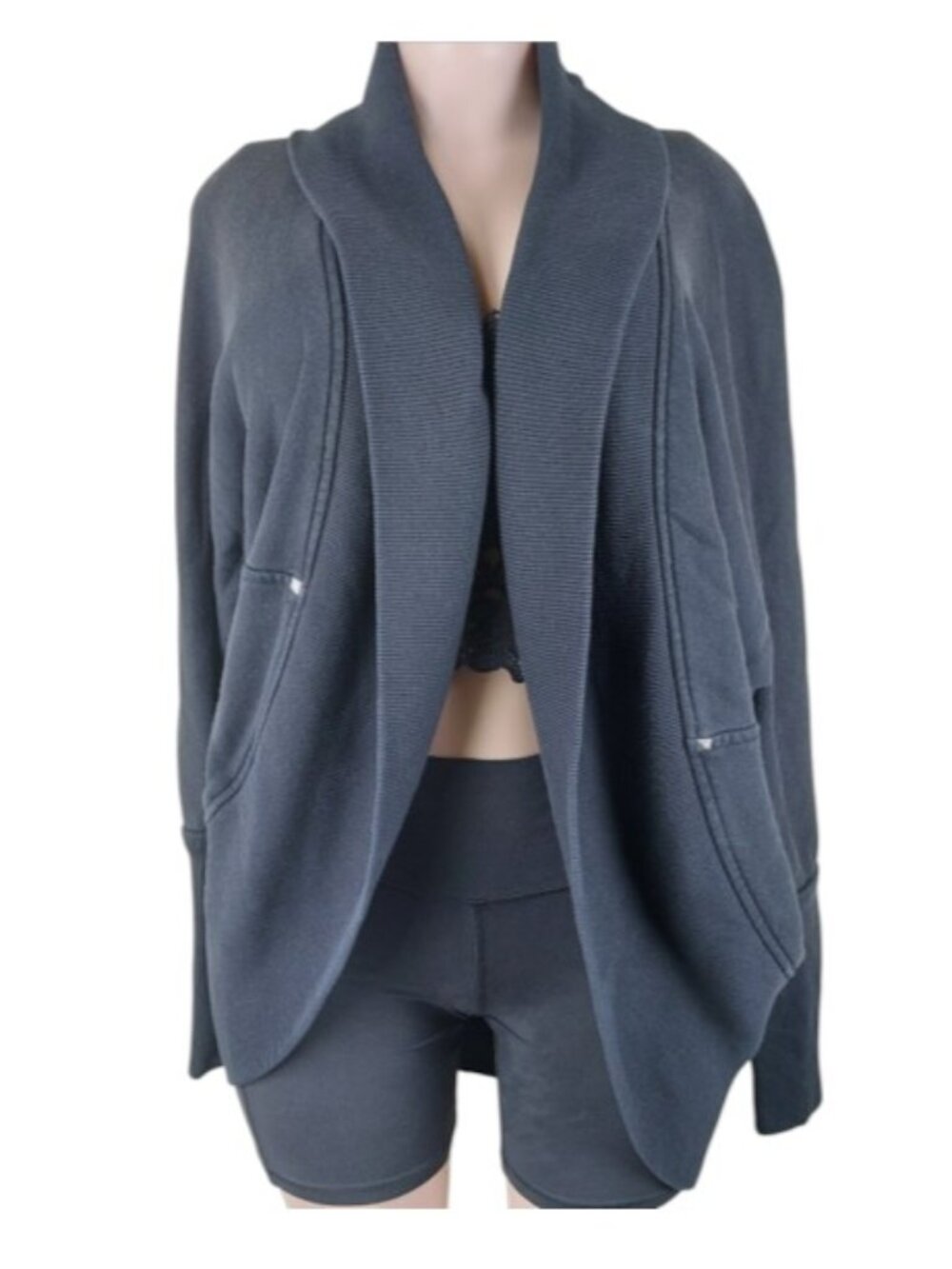 Wilfred Women's Black Diderot Open-Front Classic Cardigan Sweater Size L